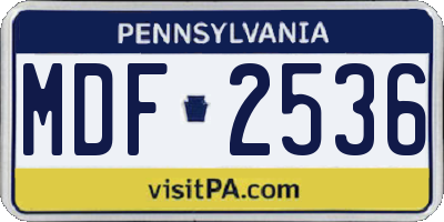 PA license plate MDF2536