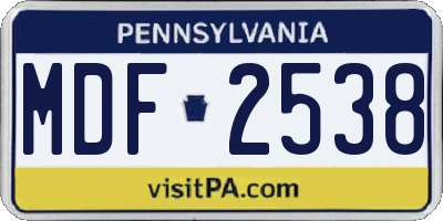 PA license plate MDF2538