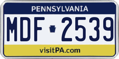 PA license plate MDF2539