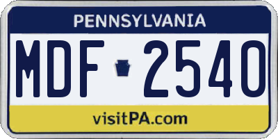 PA license plate MDF2540