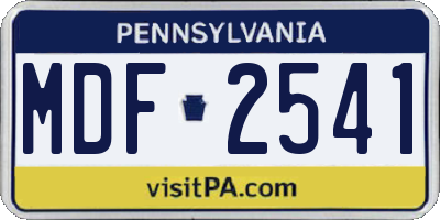 PA license plate MDF2541