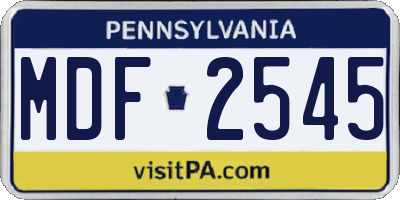 PA license plate MDF2545