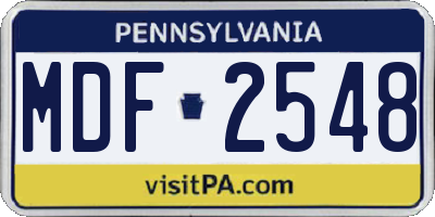 PA license plate MDF2548