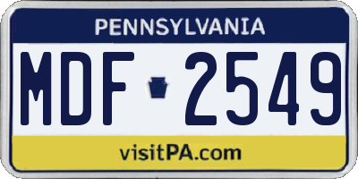 PA license plate MDF2549