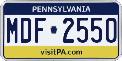 PA license plate MDF2550