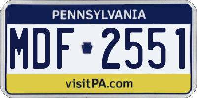 PA license plate MDF2551