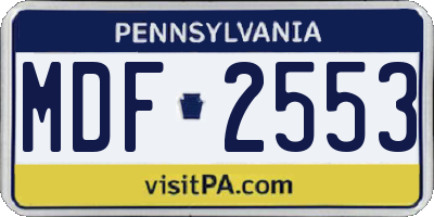 PA license plate MDF2553