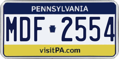 PA license plate MDF2554