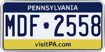 PA license plate MDF2558