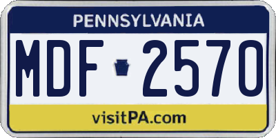 PA license plate MDF2570