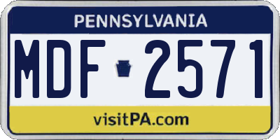 PA license plate MDF2571