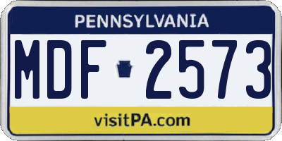 PA license plate MDF2573