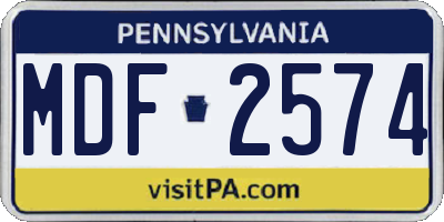 PA license plate MDF2574