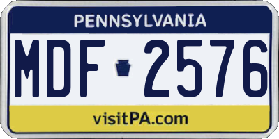 PA license plate MDF2576
