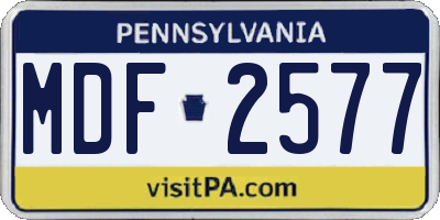 PA license plate MDF2577