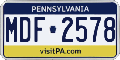 PA license plate MDF2578