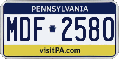 PA license plate MDF2580