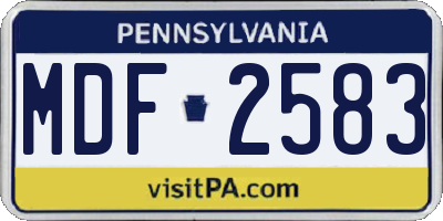 PA license plate MDF2583