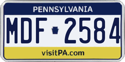PA license plate MDF2584