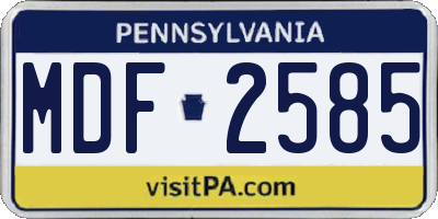 PA license plate MDF2585
