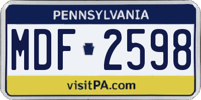 PA license plate MDF2598