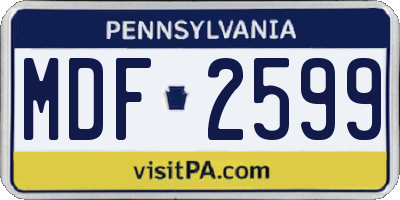 PA license plate MDF2599