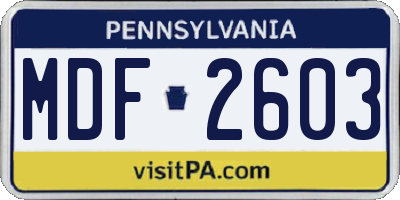 PA license plate MDF2603
