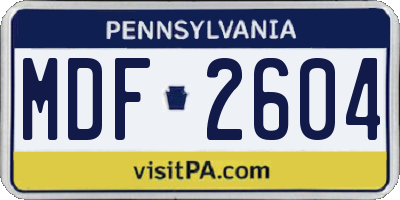 PA license plate MDF2604