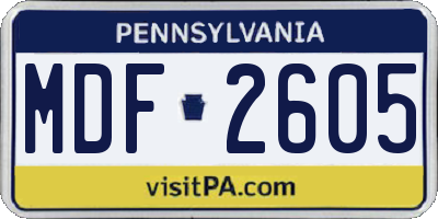 PA license plate MDF2605