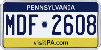 PA license plate MDF2608