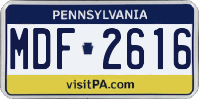 PA license plate MDF2616