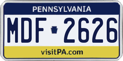 PA license plate MDF2626