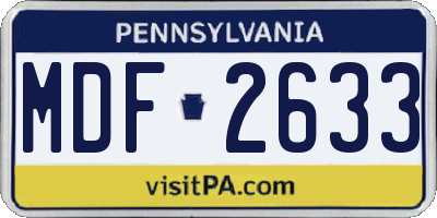 PA license plate MDF2633