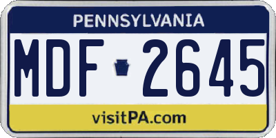 PA license plate MDF2645
