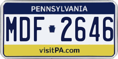 PA license plate MDF2646