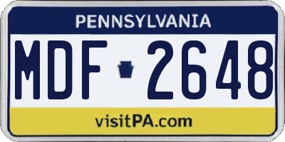 PA license plate MDF2648