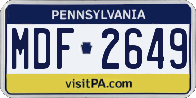 PA license plate MDF2649