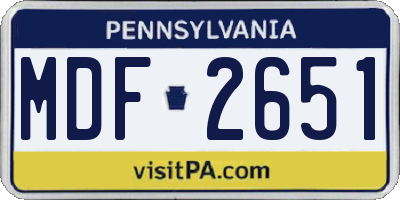 PA license plate MDF2651