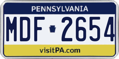 PA license plate MDF2654