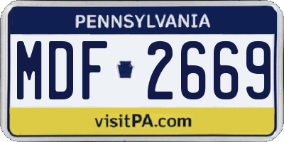 PA license plate MDF2669