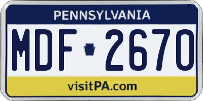 PA license plate MDF2670