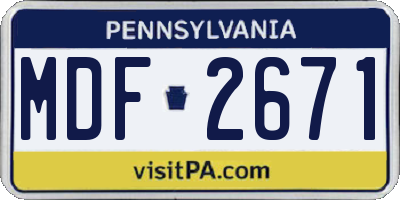 PA license plate MDF2671