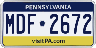 PA license plate MDF2672