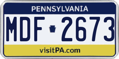 PA license plate MDF2673