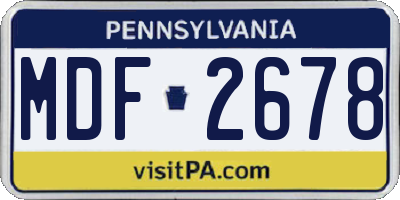 PA license plate MDF2678
