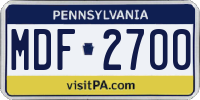 PA license plate MDF2700