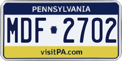 PA license plate MDF2702