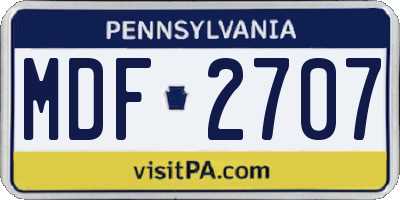 PA license plate MDF2707