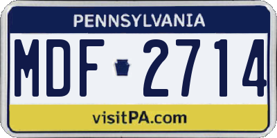 PA license plate MDF2714