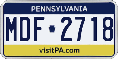 PA license plate MDF2718